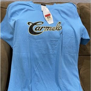 NIKE AIR JORDAN CARMELO ANTHONY T-SHIRT COLUMBIA-BLUE/BLACK SIZE LARGE MENS
